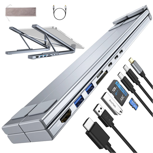 8 in 1 USB C Laptop Docking Station Stand with USB C, 2 USB 3.1, SD TF Card Ports,Pd 100W, Universal Docking Station for Macbook