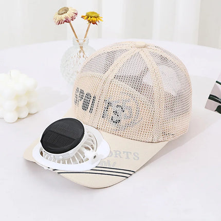 Solar Powered Charge Fan Baseball Cap Adults Summer Outdoor Sun Shading Breathable Duck Tongue Mesh Cap Men Women Mz130