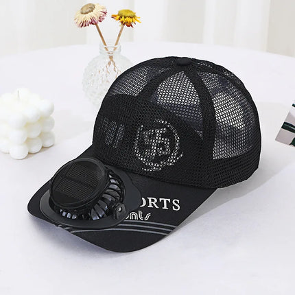 Solar Powered Charge Fan Baseball Cap Adults Summer Outdoor Sun Shading Breathable Duck Tongue Mesh Cap Men Women Mz130