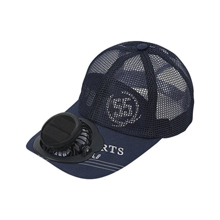 Solar Powered Charge Fan Baseball Cap Adults Summer Outdoor Sun Shading Breathable Duck Tongue Mesh Cap Men Women Mz130