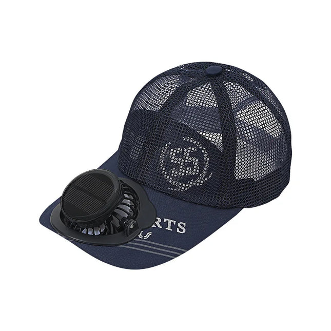 Solar Powered Charge Fan Baseball Cap Adults Summer Outdoor Sun Shading Breathable Duck Tongue Mesh Cap Men Women Mz130